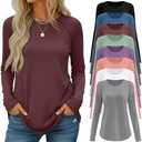 Velvelhall 8 Pack Women's Long Sleeve Shirts, Raglan Crew Neck Tops Tunic Loose Fit Casual Basic Tee Shirt, XL