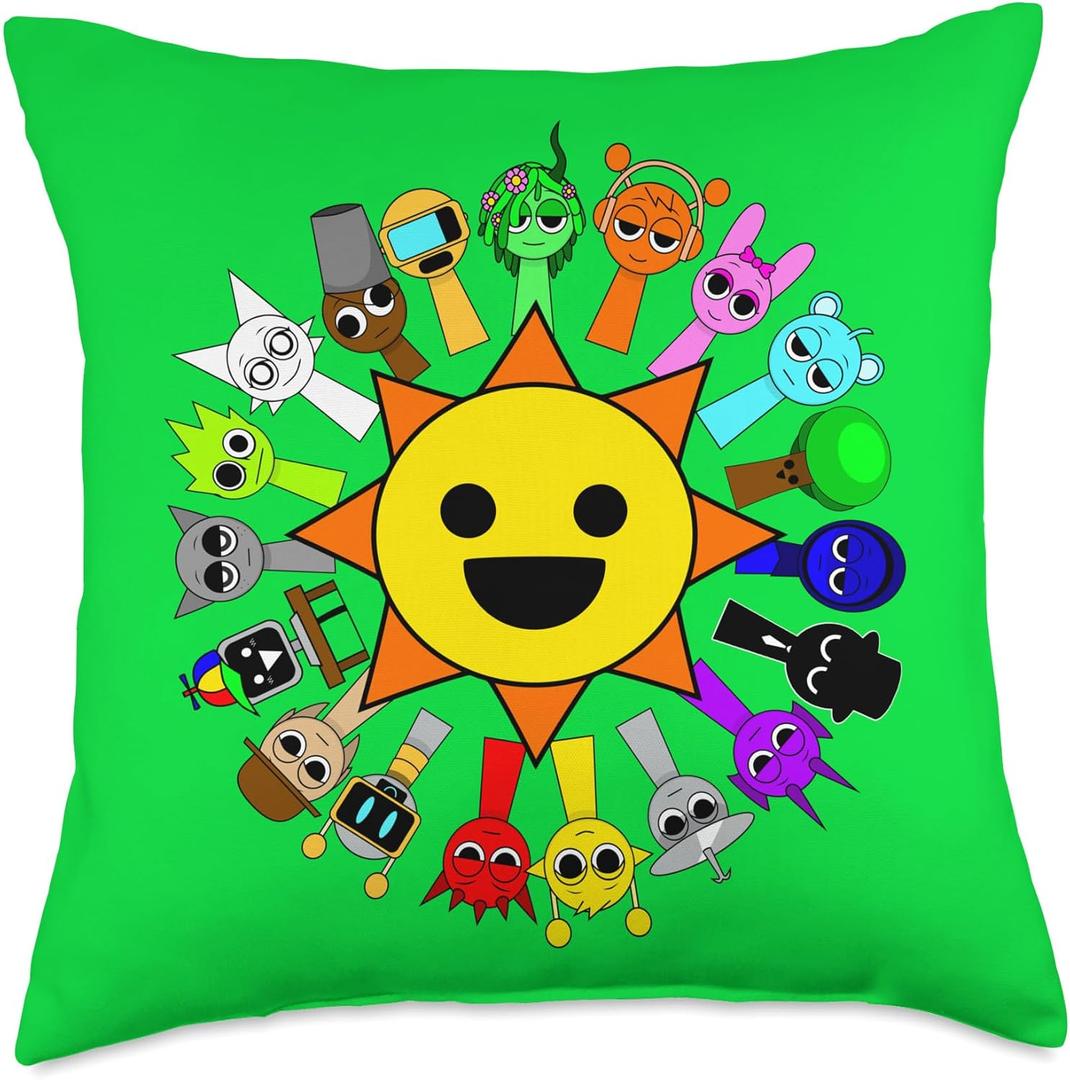 Sprunki Funny Toys All Around mr Sun Boys Girls Birthday Throw Pillow (18x18)