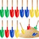 Gisafai 12 Pcs Toy Shovels for Kids Gardening Tools Kids Shovel Mini Metal Garden Shovel Sand Shovels with Sturdy Wooden Handle for Summer Beach Toddler Soil Planting Digging Tools, 4 Colors