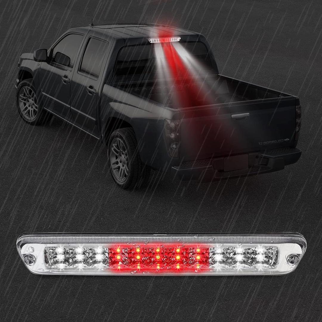 High Mount 3rd Stop Light Compatible with 2004-2012 Chevy Colorado & GMC Canyon Third Center Cargo Reverse Rear LED Brake Light Bar Taillight (Chrome)