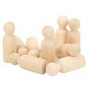 Pssopp 25Pcs Wooden Peg Dolls, Unfinished Wooden Figures Set Schima Material, for Hand-Made, Ornaments, Crafting, Creative Expression