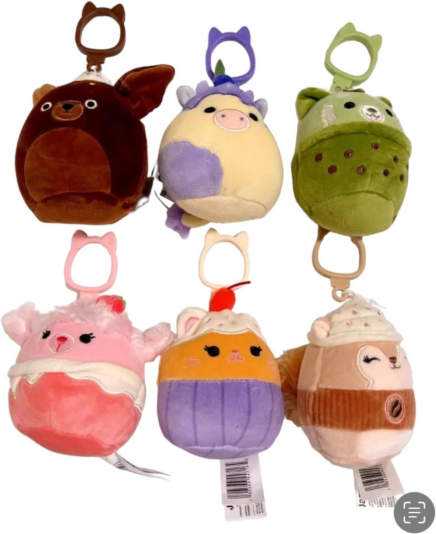 Squishmallows Hybrid Sweets Squad Mini 3.5" Clip On Keychains Plush Doll Set of 6