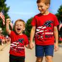 Flafens Summer Boys Shirts - Kids T-Shirt Graphic Tee Soft Cotton Crewneck Short Sleeve Tops (Red)