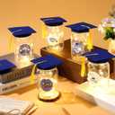 8 Pack 2026 Graduation Centerpieces for Tables Mason Glass Jar Centerpieces with LED Lights Graduation Party Decorations Set with Caps and Stickers for High School College Congrats Grad Decor Supplies