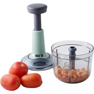 Anjali Food Chopper, Deluxe Large Handheld Vegetable Chopper for Onion, Garlic, Nuts & More | Manual Push Cutter with Stainless Steel Blades | Dishwasher-Safe