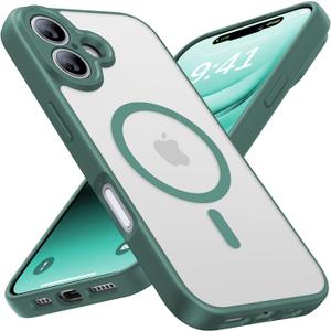Magnetic for iPhone 16 Case [Full Camera Protection][Military-Grade Protection][Compatible with MagSafe] Shockproof Protective Slim Phone Case for iPhone 16, Night Green