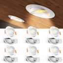 Amico 6 Pack 4 Inch 5CCT Gimbal LED Recessed Lighting, 360&90 Adjustable Eyeball Directional Downlight, Dimmable, 2700K/3000K/3500K/4000K/5000K Selectable, CRI90+ 9W 700LM, ETL&FCC (White)