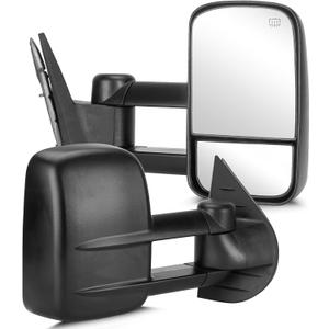Youxmoto Towing Mirrors fit for 2007-2013 For Chevy For GMC; Silverado Sierra 1500 2500 HD/ 3500 Suburban; 2007-2014 Tahoe/Yukon Pickup Truck Mirrors, Heated, Manual Folding& Telescoping; Black