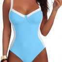 ANRABESS Women's One Piece Swimsuit Slimming Color Block Bathing Suit Full Coverage Swimwear 2026 Beach Vacation Clothes XL