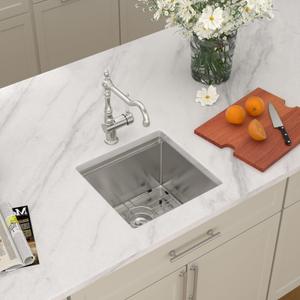 Dcolora 17"x17" Square Undermount Bar Sink Workstation with Full Size Cutting Board, 16 Gauge 304 Stainless Steel Small Kitchen Sink, Prep Sink for Bar, 17"x17"x10" #DC-U2201