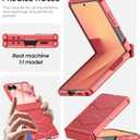 Vizvera for Samsung Galaxy Z Flip 7 Case with Hinge Protection, Built-in Screen Protector Shockproof All-Inclusive Phone Cover for Z Flip 7-Coral Red
