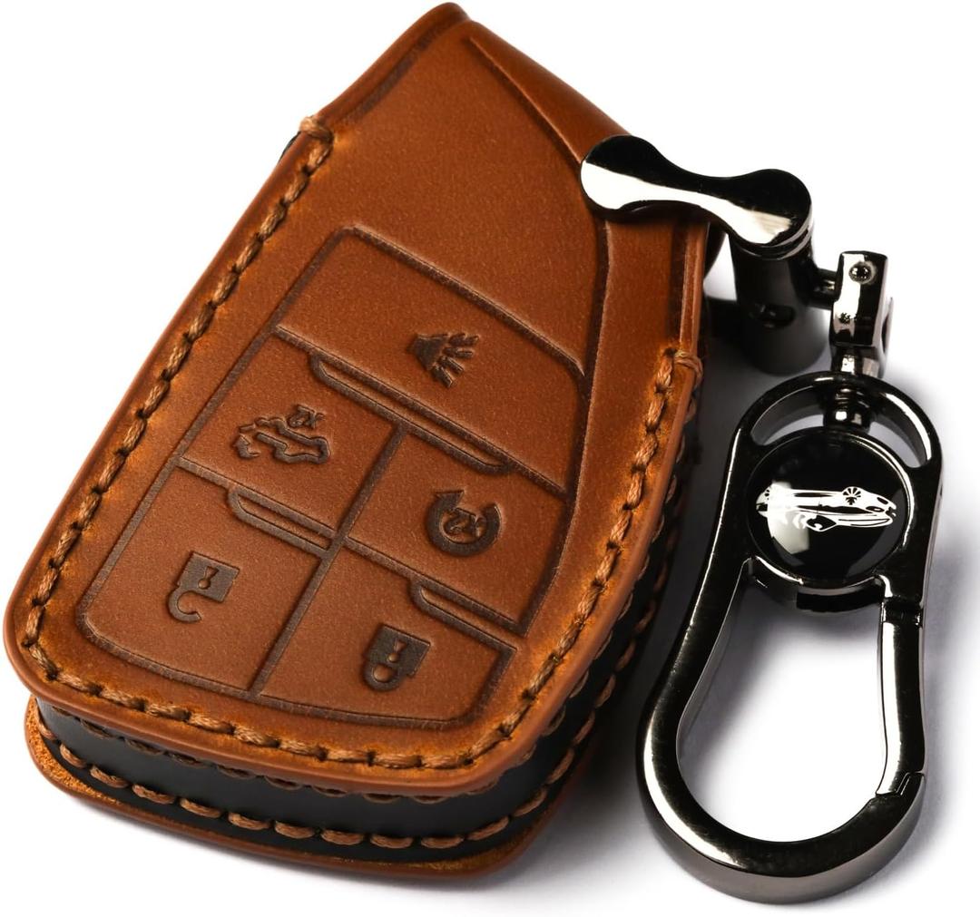 Car Key Fob Cover, Soft Full Protection Key Case Shell Compatible with 2022-2025 Chevrolet Silverado 1500 GMC Sierra 1500, 2024 2025 Silverado Sierra 2500HD 3500HD Smart Key Protector (B-Brown)