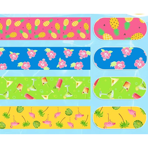 Boao 4 Pcs Large Towel Bands for Beach Chairs 15.75" x 1.97" Cruise Chairs Towel Bands Elastic Windproof Lounge Clips Strap Holder for Summer Pool Hawaiian Accessories Gifts (Lovely Style)