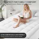 Quilted Mattress Pad Pillow Top Mattress Cover Protector Cooling Soft for Breathable Padded Fitted 8"-21" Deep Pocket Supportive(White,Queen Size)