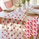 Moukeren 8 Pcs Tulle Table Runner 30 x 120 Inch Tulle Lace Cloth Rectangle Fruit Table Cover for Summer Birthday Baby Shower Wedding Party Home Kitchen Decor(Cherry), 29.5 x 118 inches
