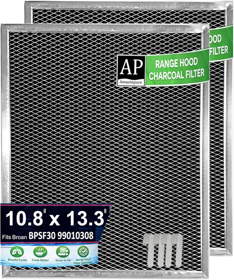 BPSF30 99010308 WB02X10707 compatible with GE and Broan QS WS NON-Ducted Thick Range Hood Charcoal Carbon Filters 10.8 X 13.3 X 0.09 inches