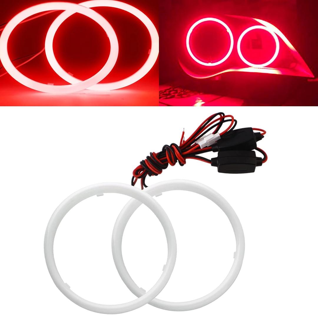 QasimLED 110MM Red Angel Eyes 78SMD COB LED Driving Light DRL Halo Ring Day Decorative Warning Lights 9-30V DC,1 Pair