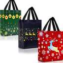 Nush Nush 12 Christmas Gift Bags with Handles  Reusable Christmas Bags for Gifts Medium Size - Holiday Gift Bags in Festive Red, Green & Navy Blue Mix - Perfect Party Favor Bags for Xmas - 8x4x10