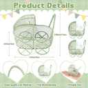 Threehoney 12 Pcs Baby Shower Mini Carriage Decoration Greenery Color Metal Wired Fillable Candy Stroller Baby Shower Table Centerpiece for Guest Gender Reveal Wedding Party Favor Gift