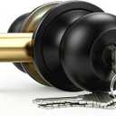 1 Pack Keyed Entry Door Knob, Entrance Door Lock, Standard Ball, Matte Black Interior and Exterior Entry Door Knobs