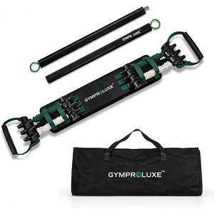 Gymproluxe Portable Gym - Resistance Exercise Band Set - 200LBS Resistance Bands for Men & Women - Multi Gym Fitness Equipment & Pilates Bar for Home Workout
