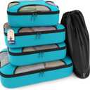 Shacke Premium 5 Packing Cubes Set - Lightweight Mesh Travel Luggage Organizers with Laundry Bag, 5-Piece Suitcase Storage System (Aqua Teal)