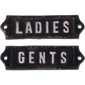 NIKKY HOME Bathroom Signs Set of 2 Gents Ladies Restroom Sign Decorative Women Men Toilet Sign Metal Cast Iron Rustic Plaque Wall Mounted Decor Vintage for Shop Offices Businesses Hotel Bar, Black