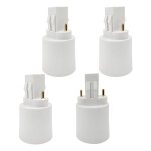 E-Simpo 4pcs Gx23 to E26/E27 Lamp Base Holder Socket Adapter, Refinded Gx23 to E26/e27 Bulb Base Converter CFL PL-S PL-C Bulb Holder Conversion Double Tab.2P in Parallel (4-Pack)