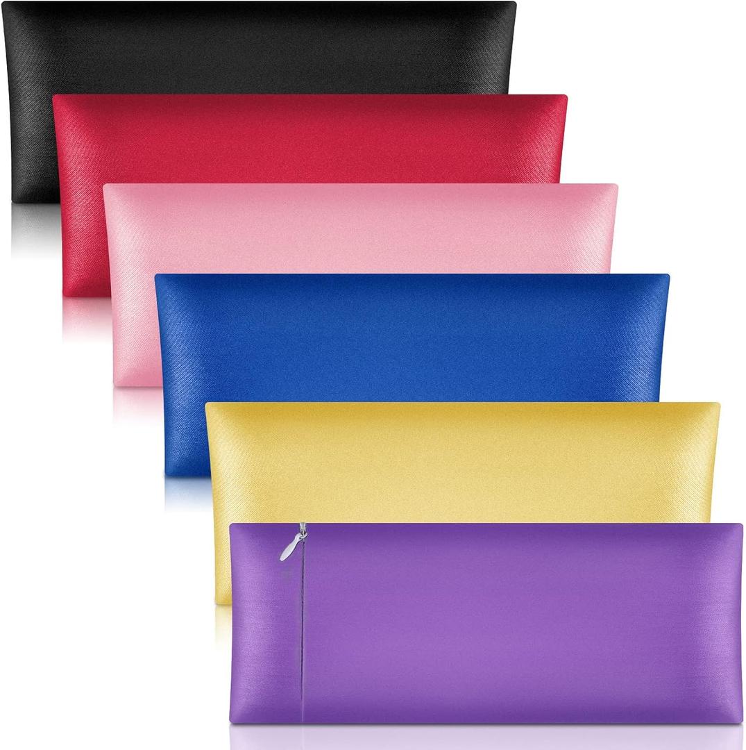 Tudomro 6 Pieces Satin Eye Pillow Case Washable Yoga Eye Pillow Cover Light Weight Removable Cover Yoga Massage Meditation Accessories, 9.8 x 4 Inches, Pillow Not Included