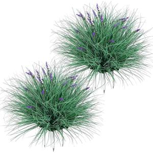 Fake Lavender Flowers with Greenery – Tall Artificial Lavender Plant, UV Resistant Faux Outdoor Decor for Garden, Patio, Lawn, Planters (2, Green)