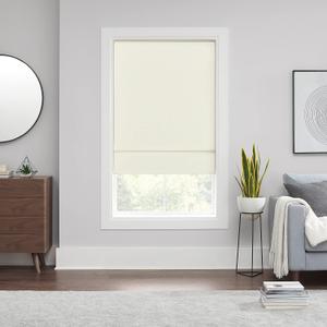 Eclipse Kylie Total Privacy Blackout Cordless Lined Window Roman Shade for Living Room, 35 in x 64 in, Ivory, 9.25"W x 38.98"H