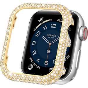 Mosonio Metal Case Cover Compatible with Apple Watch 40mm, Full Bling Metal Watch case 40mm for Women(WT:0.34oz), Shiny and Durable Protective Case Cover for iwatch Series 6 5 4 Se 40 mm (Gold,40mm)