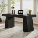Tribesigns 55" Executive Desk, Wooden Office Desk with Double Pedestal, Modern Simple Computer Writing Table for Home Office, Black, 55.1" W x 27.5" L x 29.5" H