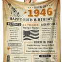 80th Birthday Gifts for Men Women, Happy 80th Birthday Decorations for Women Men, Best Gifts for 80 Year Old Woman, 80th Birthday Gift Ideas Gifts for Mom Dad Grandma Grandpa Throw Blanket 4x5ft