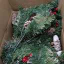 2 Pack 24" Lighted Christmas Tree Outdoor Urn Filler with Timer 8 Modes Warm White & Multi-Color Change Lights Snowy Pinecone Berries Tripod Stake Xmas Trees Planter Filler Christmas Decor Yard Porch