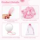 48 Pcs Pink Party Favors, Pink Makeup Party Supplies, Including Hair Brushes, Elastic Scrunchies, Pocket Cosmetic Mirrors, and Organza Bags, Makeup Brush Accessories (48PCS)