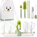 Baby Bottle Cleaner Brush Set Bottle Cleaner Brush Set Portable Bottle Cleaning Kit Set Silicone Brush, Nipple Brush, Straw Brush, Dispense Detergent Dispenser, Drying Rack - 6 in 1 (White)