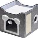 Large House Bed Foldable for Indoor Cave with Scratch Pad for All Hanging Condo