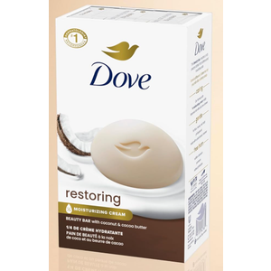 Dove Beauty Bar Soap Restoring Coconut & Cocoa Butter, 7 Bars for Restored Skin, Nourishes Skin 3.75 oz