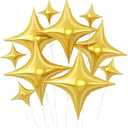 Gold Star Balloons,10Pcs Quadrangle Star Balloons,Four Angle Shaped Helium Polyester Film Balloon for Graduation,New Year,Birthday,Engagement,Wedding Party Decorations