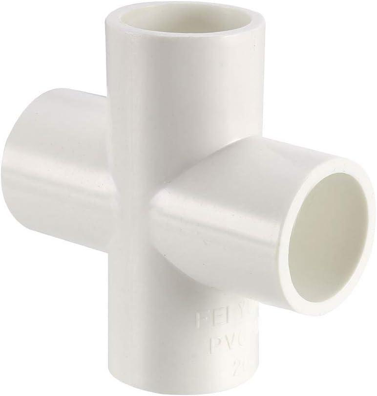 uxcell PVC Pipe Fitting 4 Way Cross Schedule 40 20mm Socket Tee Corner Fittings White