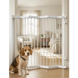 No Pawblems Retractable Safety Gate, Metal Adjustable Dog Gate for Doorways, Stairs & Hallways, Expands to 38" Wide, 36" Tall Gate, Auto Retract Design, No Bottom Bar, White