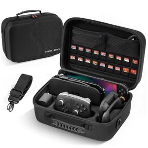 [Upgraded Compact]Carrying Case for Nintendo Switch 2 All in One Case with Dock, Hard Shell Portable Travel Carry Bag for Switch 2, Pro Controller, 18 Game Cards and Other Accessories (Black)
