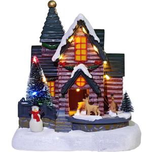 Christmas Village Sets, Christmas Village Houses Accessories Church with 8 Songs & LED Lights Collectible Building Decorations for Home
