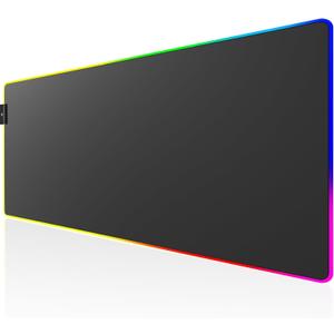 KTRIO RGB Large Gaming Mouse Pad Desk Mat, Superior Micro-Weave Cloth, Non-Slip Rubber Base, Stitched Edges, Water-Resistant, for Gamer, Office & Home, 35.4 x 15.7 in, 31.5l X 15.7w Inches