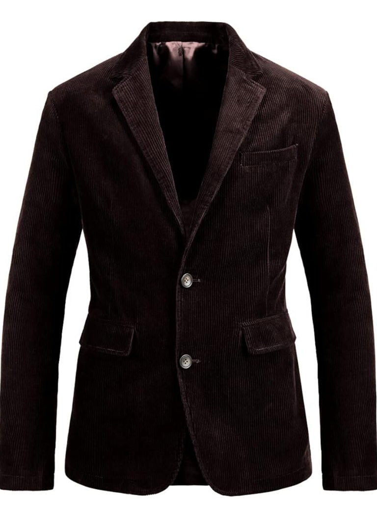 chouyatou Men's Vintage Casual Work Wear Corduroy Suit Blazer Jacket Sport Coat XL