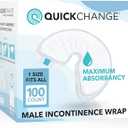 QuickChange Men’s Overnight Adult Incontinence Wrap (Pad), Maximum Absorbency, Holds 17oz Dry to The Touch, Disposable, Fragrance Free, One Size Fits All, Catheter Replacement, 100 Count 