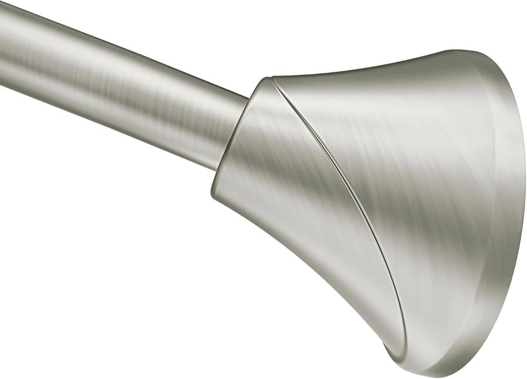 Moen Curved Adjustable Spring Tension No Drill Shower Curtain Rod for Bathroom, Brushed Nickel Finish, CSR2172BN