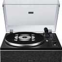 Qlearsoul ONE-S Vinyl Record Player with Bluetooth Input/Output, All-in-One Vintage Turntable Built in Speakers, Phono Preamp & DSP, AT-3600L Cartridge, 33/45 RPM (Black)