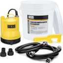 Tankless Water Heater Descaling Flush Kit Includes Submersible Utility Pump with Adapters 3 Gallons Pail with Bucket Lid Opener and Two 3/4" GHT X 6FT PVC Black Hoses Easy Installation to Clean
